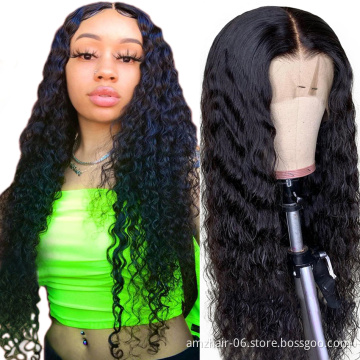 Full HD Lace Frontal Wig Human Hair Double Drawn Water Wave Indian Virgin Cuticle Aligned Hair Swiss Lace Front Wig Pre Plucked